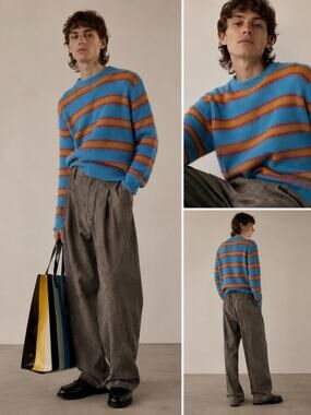 Marni Iconic Stripe Mohair Sweater - Blue/Orange/Red
